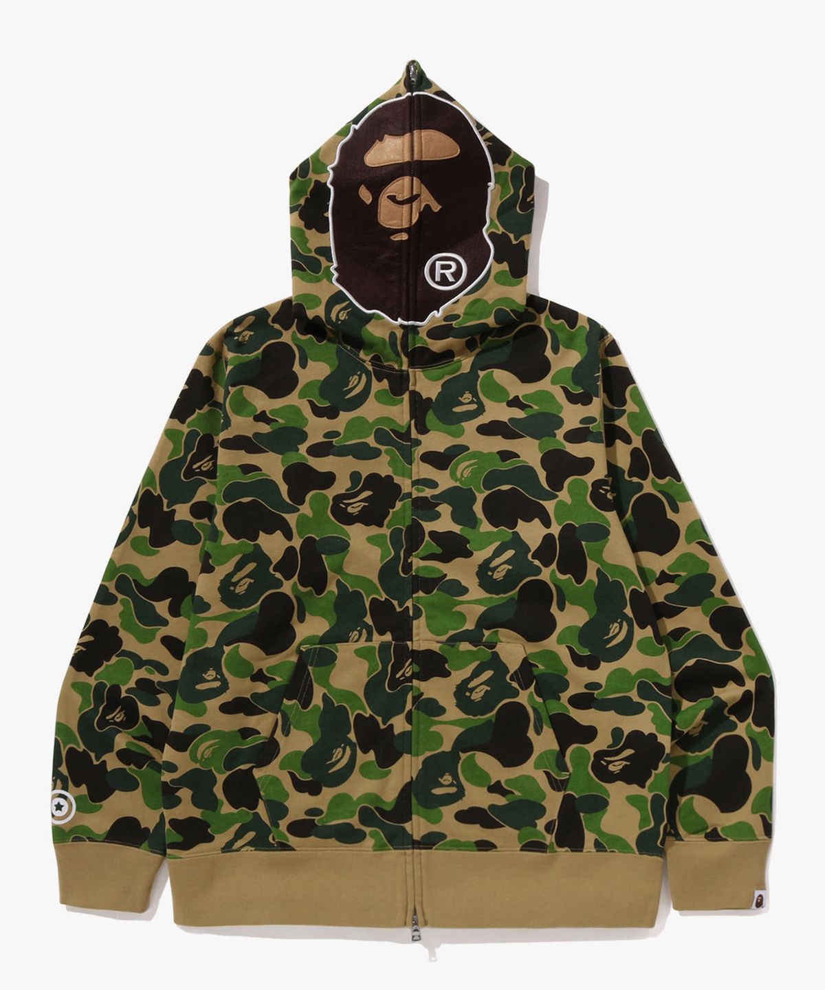 베이프(BAPE) ABC 카모 세컨드 에이프 풀 집 후드(M) GREEN
