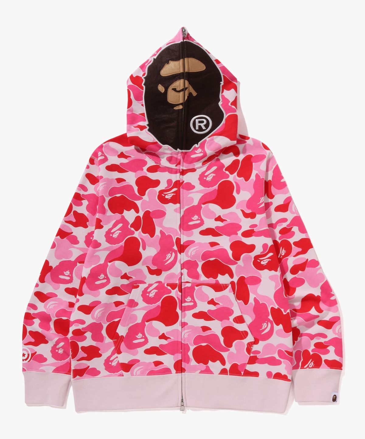 베이프(BAPE) ABC 카모 세컨드 에이프 풀 집 후드(M) PINK