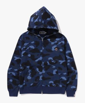 원 포인트 컬러 카모 크롭 풀 집 후드(M) NAVY