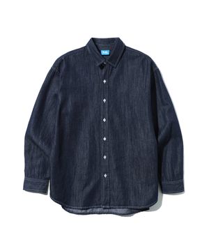 남녀공용 데님 오버핏 투포켓 셔츠[DK-INDIGO](UB9LS70)