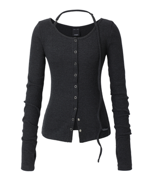 Buckle Strap Cardigan (charcoal)