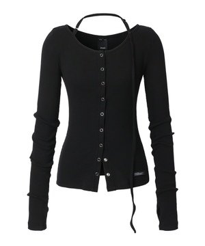 Buckle Strap Cardigan (black)