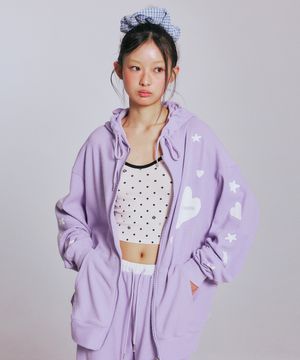 [송이송이 PICK] GRAPHIC WAFFLE HOOD ZIP-UP_PURPLE