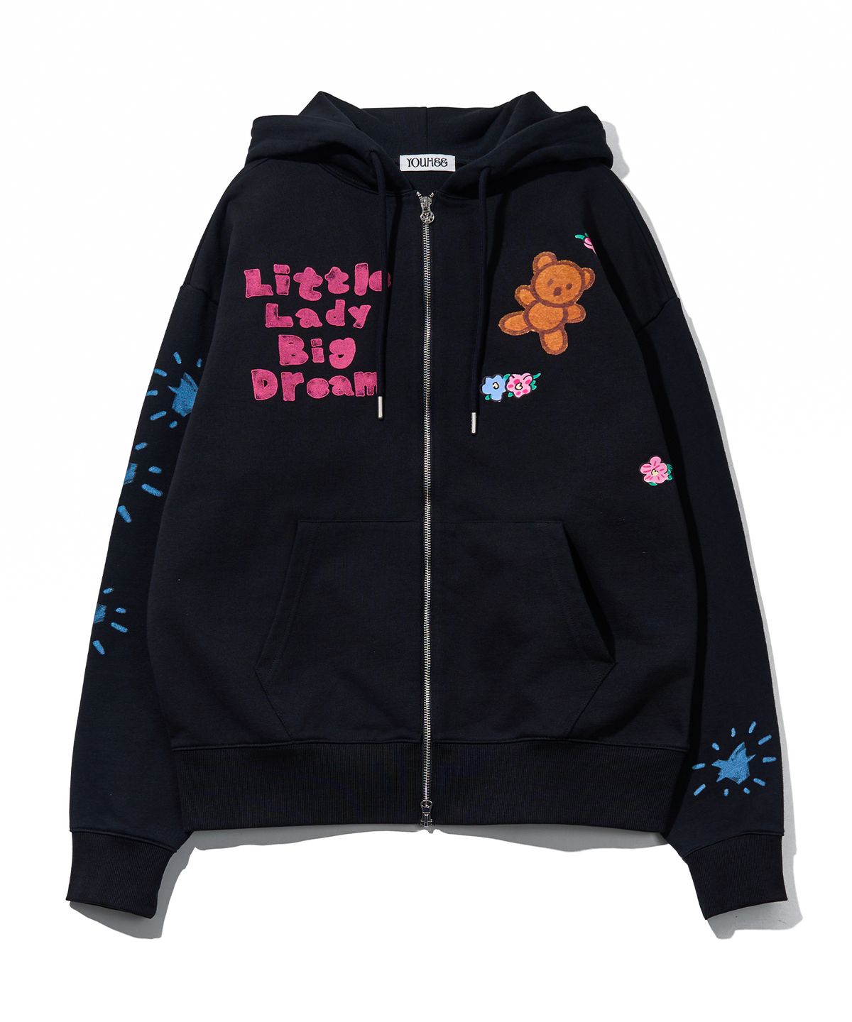 유희(YOUHEE) YOUHEE GRAPHIC HOOD ZIP-UP_BLACK