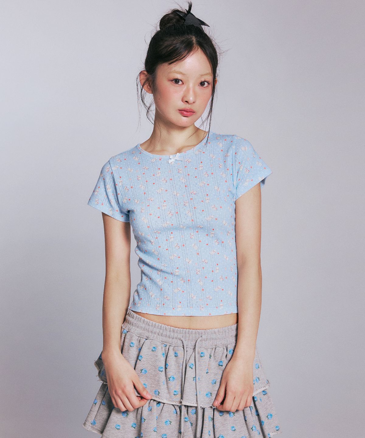유희(YOUHEE) SHEEP PATTERN EYELET T-SHIRTS_LIGHT BLUE
