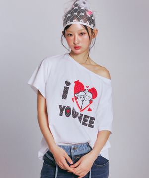 [송이송이 PICK] I LOVE OFF-SHOULDER T-SHIRTS_WHITE