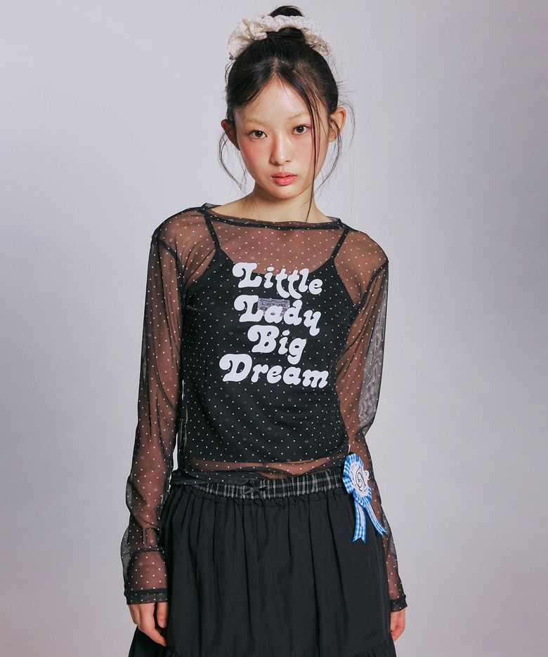[브랜드위크 20%쿠폰] ROSE DOT MESH LONG SLEEVE_BLACK