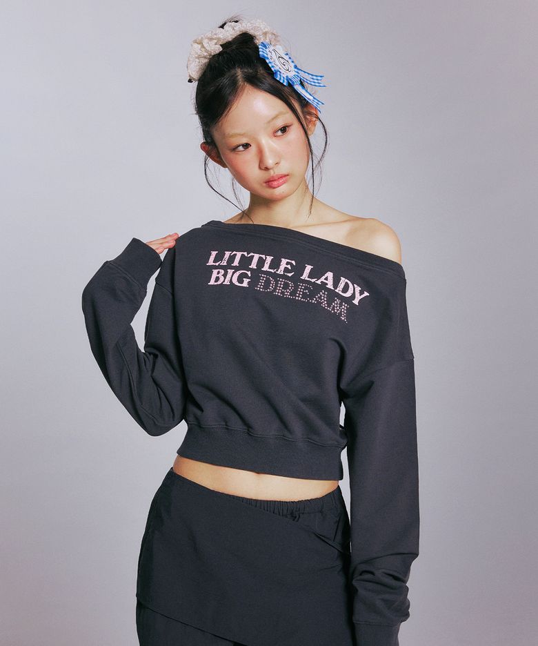[브랜드위크 20%쿠폰] ONE SHOULDER SWEATSHIRTS_CHARCOAL