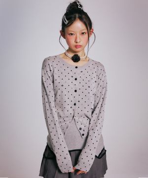 ROSE DOT KNIT CARDIGAN_MELANGE GREY