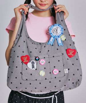 CHECK DOT COTTON BIG BAG_BLACK