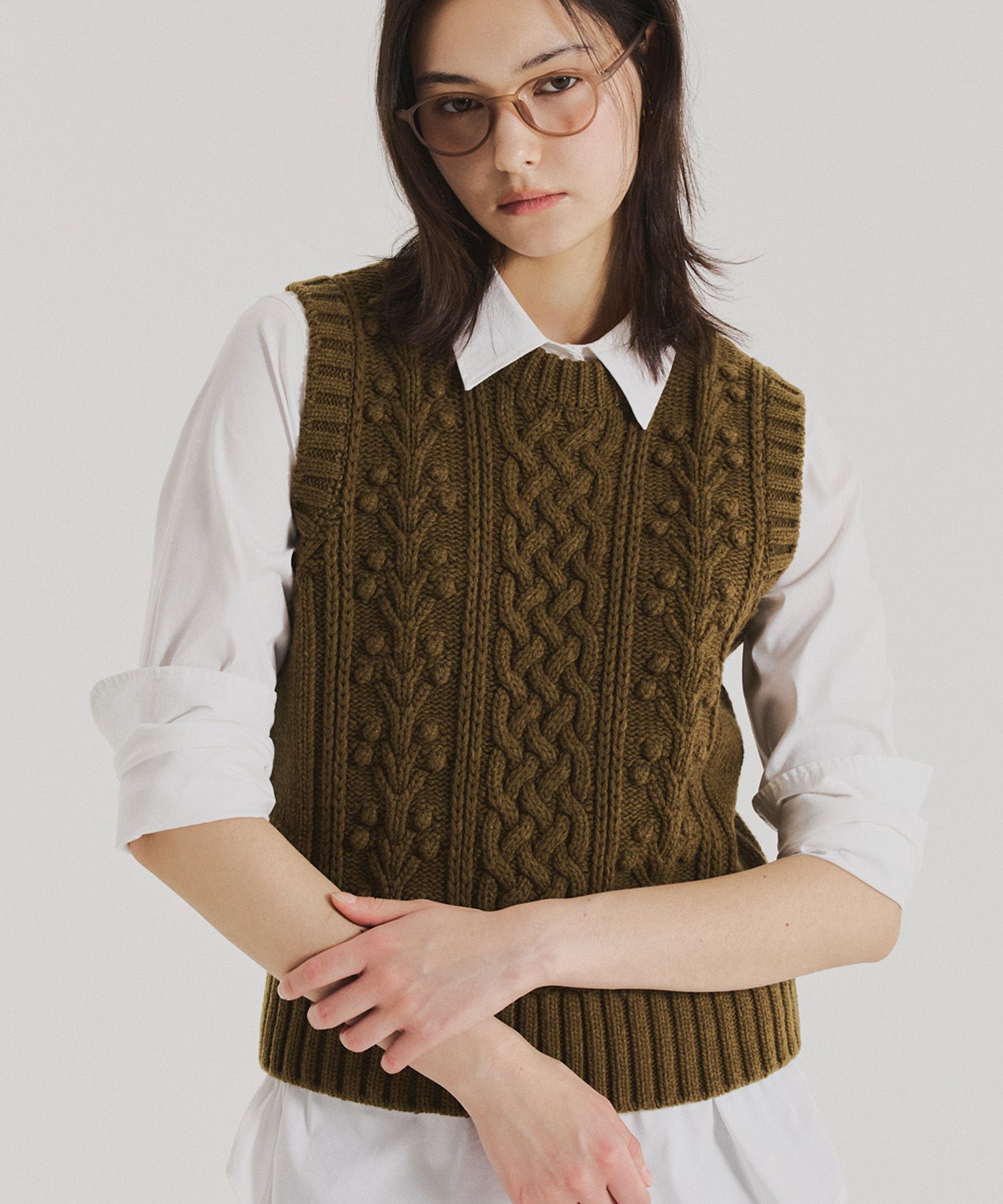 MUSINSA公式 | SNUGU ヘリテージバブルケーブルラウンドネックニット