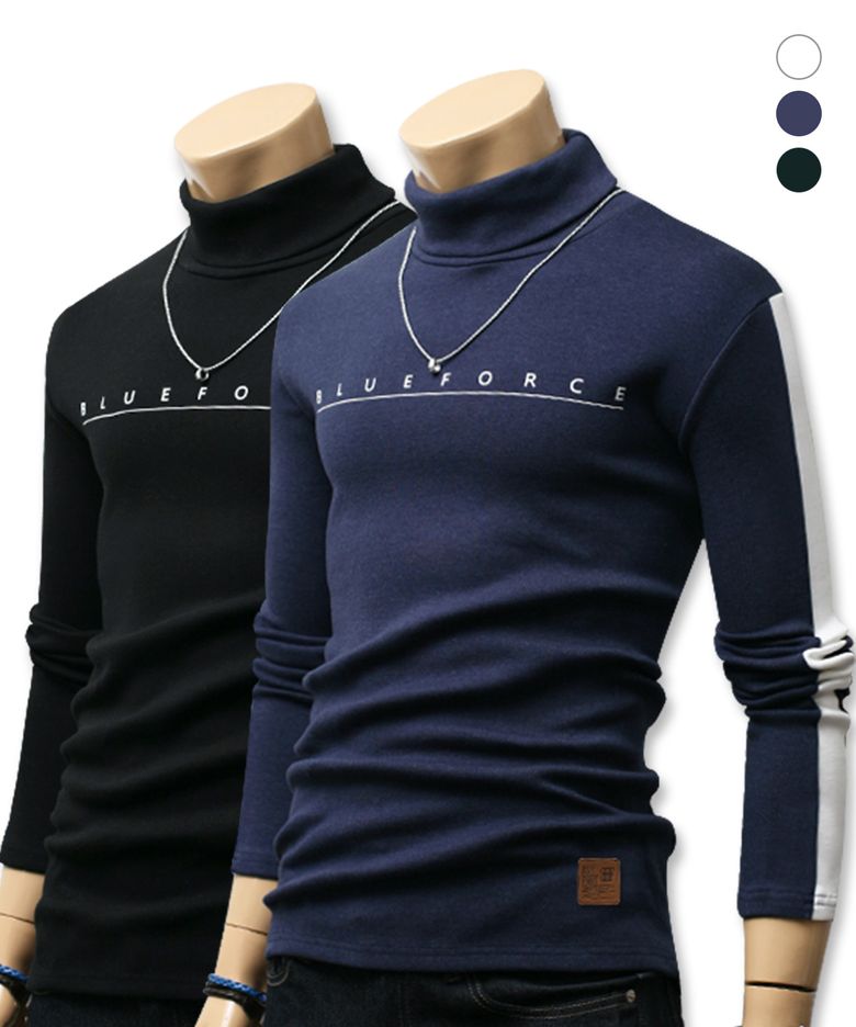 [2PACK] 페즐러 터틀넥 기모 티셔츠