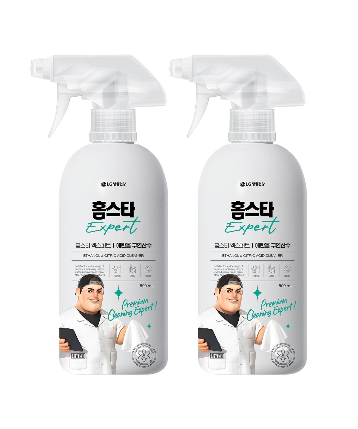 홈스타(HOMESTAR) 엑스퍼트 에탄올 구연산수 정수기 냉장고 클리너 스프레이 500ml x 2개