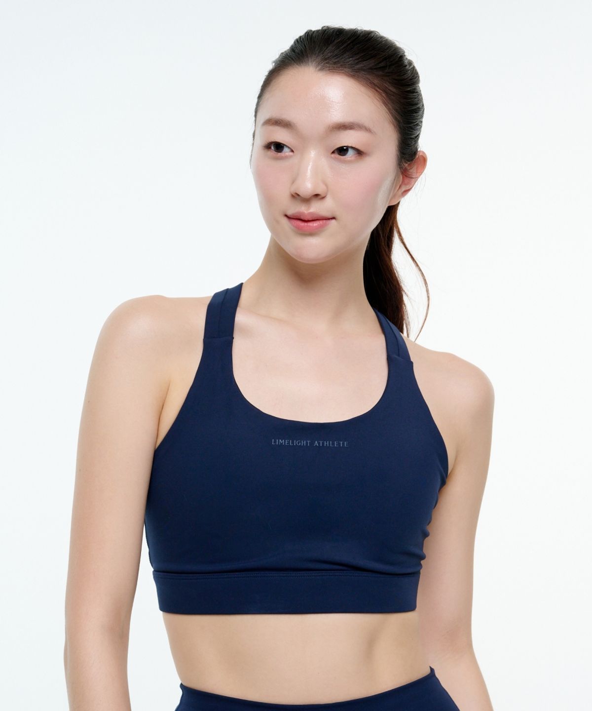 라임라잇 어패럴(LIMELIGHT APPAREL) 애슬릿 로고 스탠다드 스포츠 브라 (네이비)
