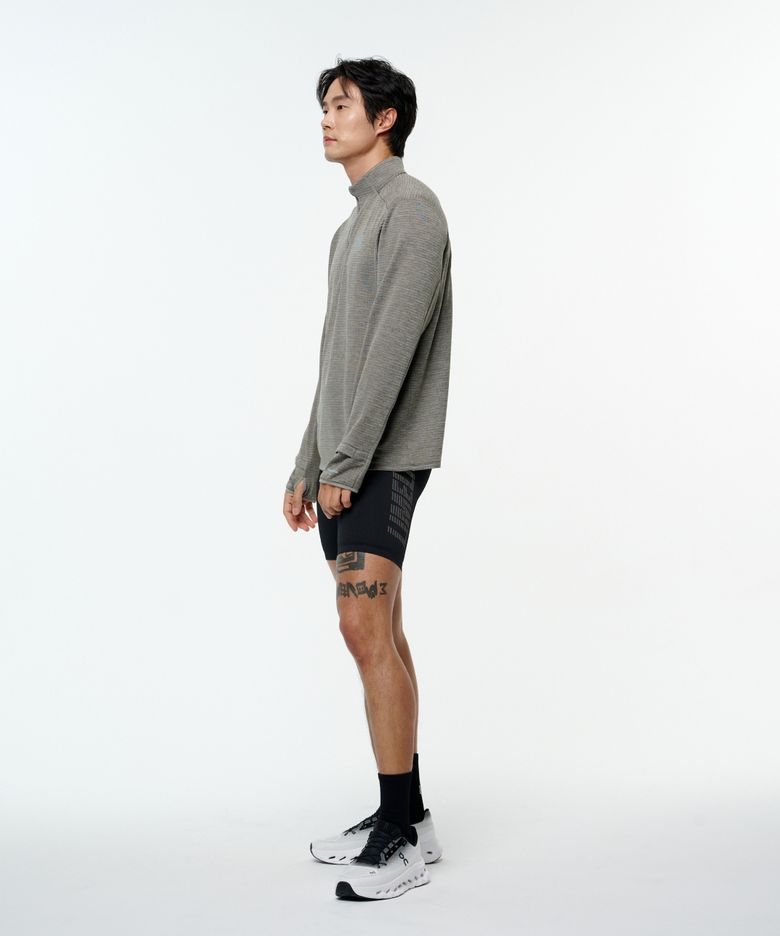 라임라잇 빅로고 스트라이프 컴프레션 쇼츠 남성 (블랙/그레이)