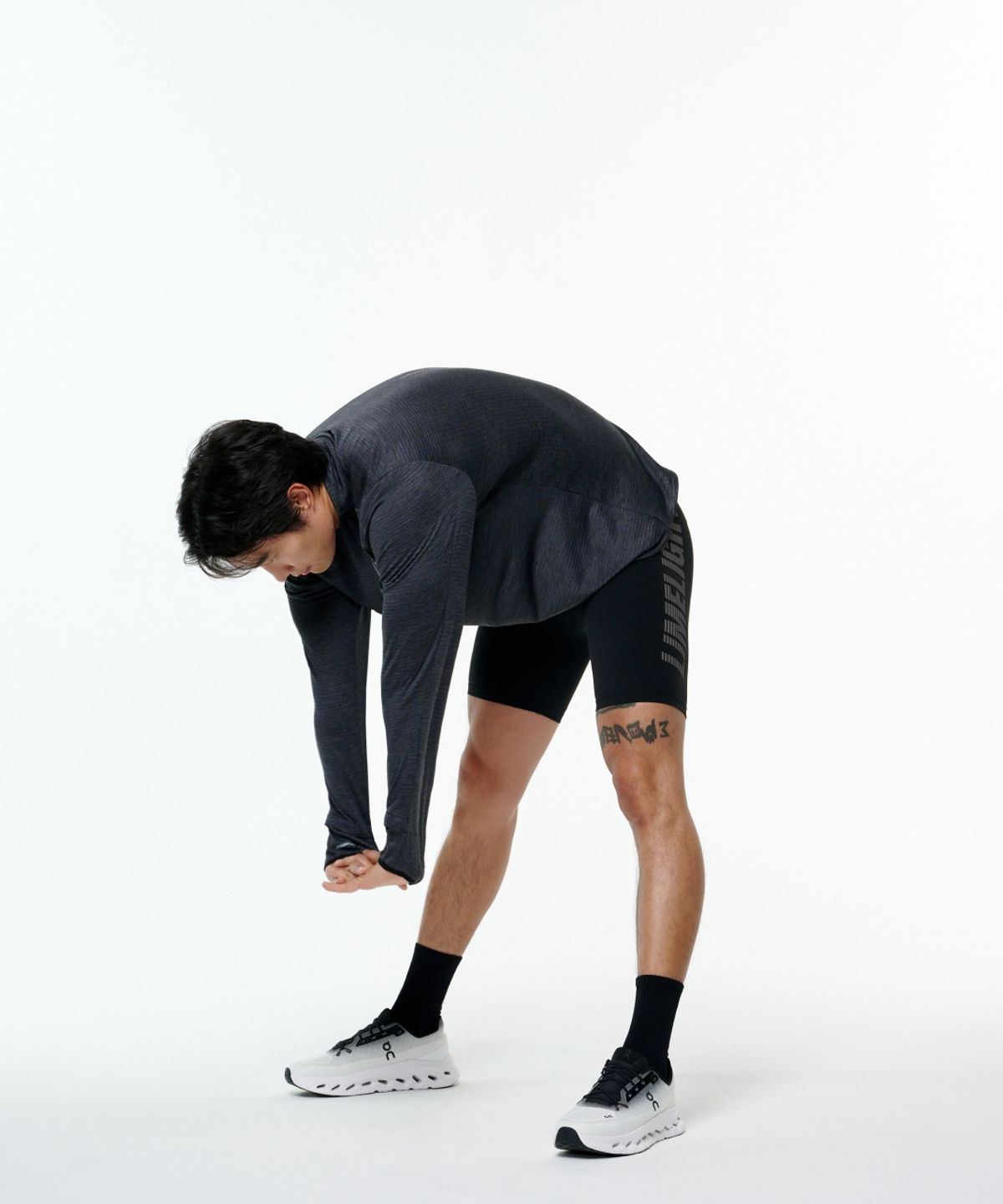 라임라잇 어패럴(LIMELIGHT APPAREL) 라임라잇 빅로고 컴프레션 쇼츠 남성 (블랙/그레이)