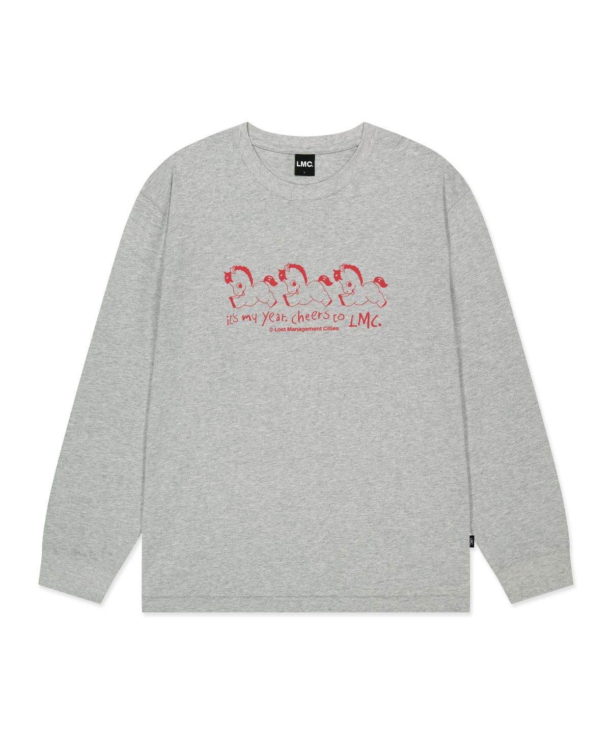 엘엠씨(LMC) NEW YEAR HORSE LONG SLV TEE heather gray
