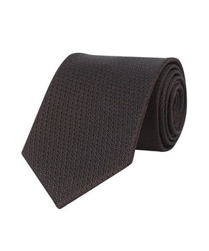 실크100 슬림 솔리드 넥타이 브라운