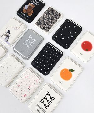 3장수납 맥세이프 쿼드M 카드지갑 리본 별패턴 페인트 음표 밀리터리 과일 동물 크리스마스