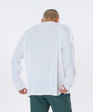 듀얼 코어 오버핏 긴팔 티셔츠 (화이트)