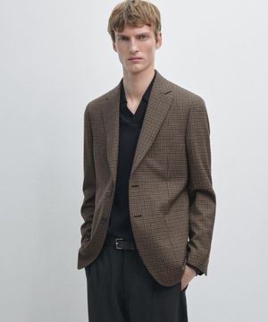 테일러드 울 체크 블레이저