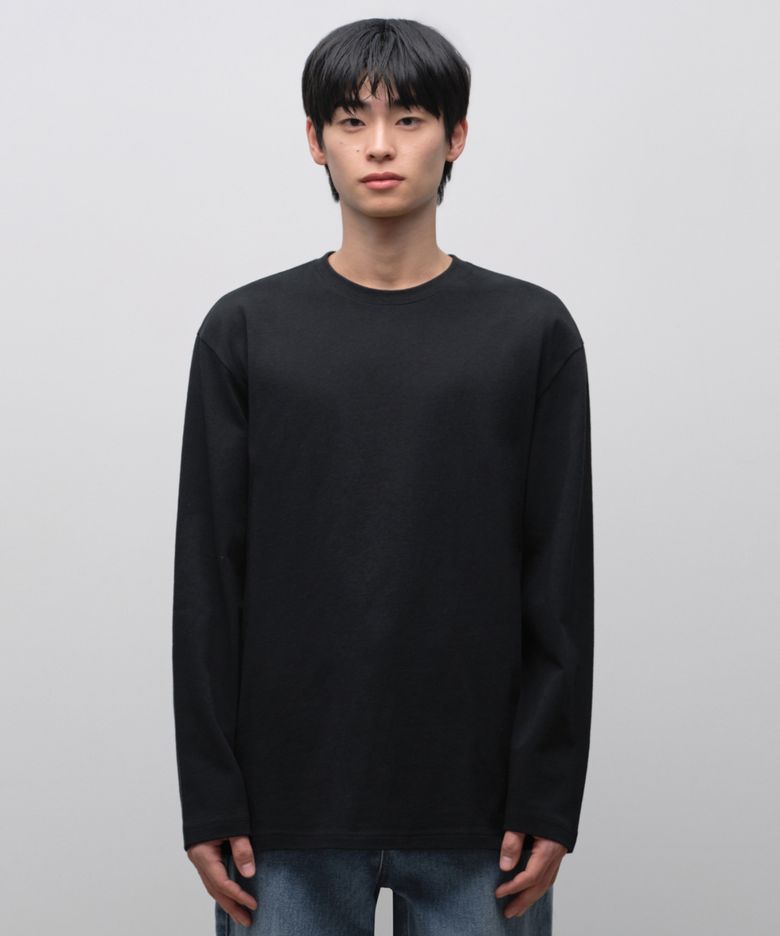 릴렉스드 OE 크루 넥 긴소매 티셔츠 [블랙]