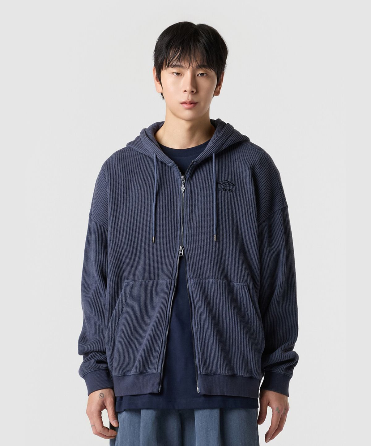 엄브로(UMBRO) 와플 다잉 후드집업자켓 블루 UR121CFT22