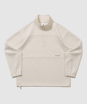 유니 쿠션지 루즈핏 하프집업 - 오트밀 QR123LFS13