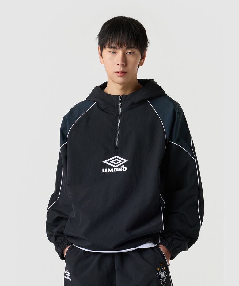 HBL 네오 브릿 컬러블록 후드 아노락 블랙 UR124CWT23