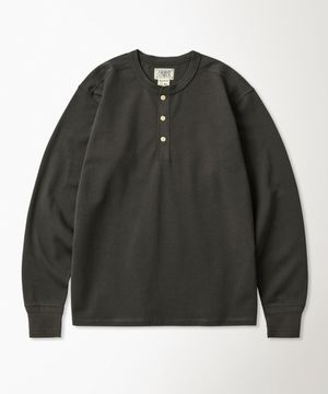 Vintage Long Sleeve Henley Shirt Dark Grey (Korea Edition)