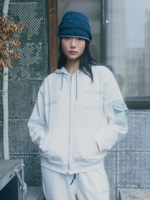 노웨어 스웻 후드집업 화이트