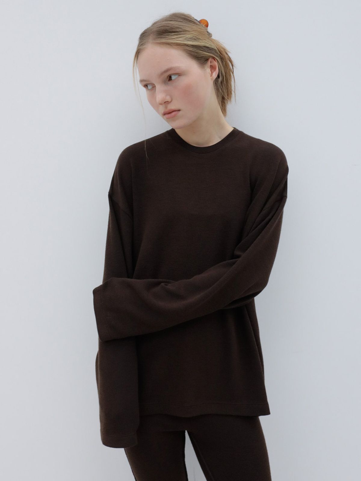 수수무(SUSUMU) RECYCLED WARM TEE - brown