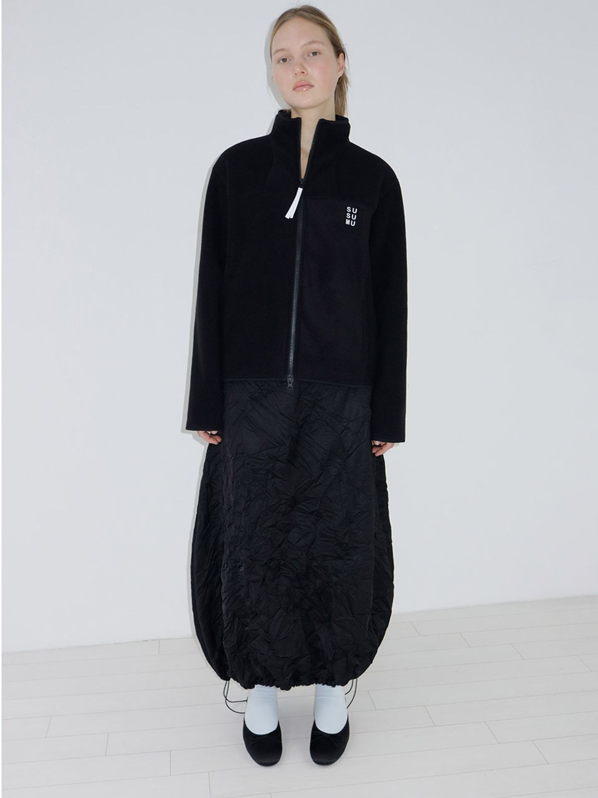 수수무(SUSUMU) RECYCLED JURUM SKIRT - black