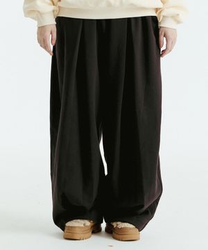 자수 핀턱 와이드 팬츠 (블랙)