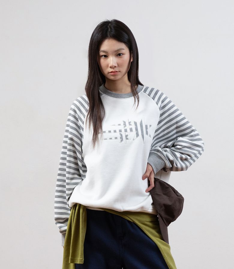 STRIPE 3STAR RAGLAN SWEATSHIRTS_WHITE(NG2GSUM440A)
