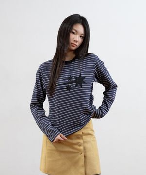STRIPE 3STAR LS TEE_CHARCOAL(NG2GSUT562A)