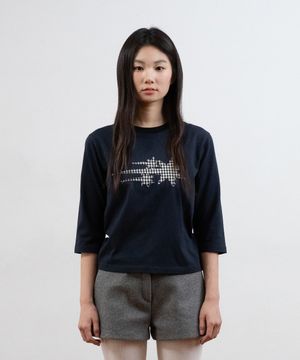 3STAR APPLIQUE 3/4 SLEEVE TEE_NAVY(NG2GSUT563A)
