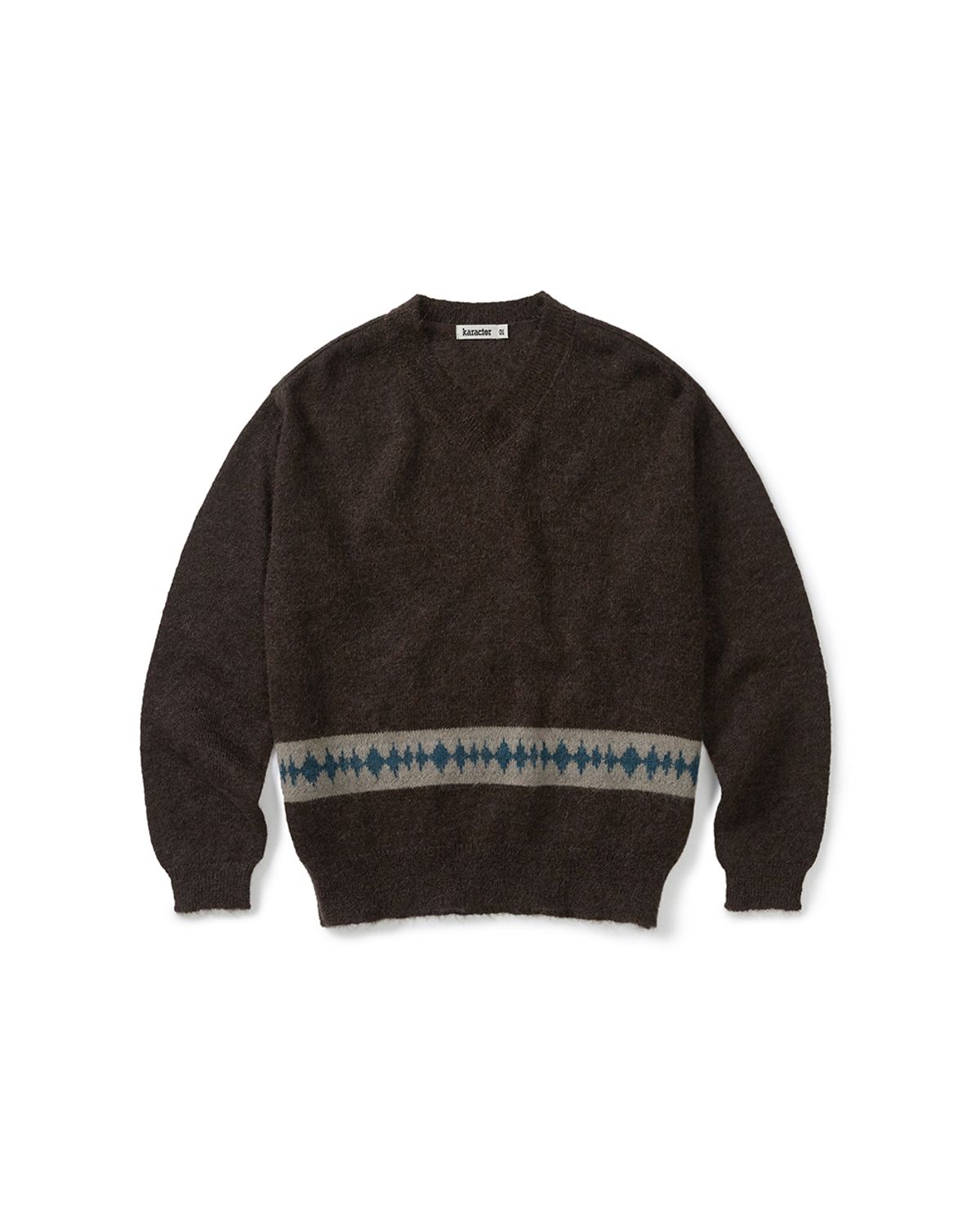카락터(KARACTOR) Kidmohair v-neck knit / Brown