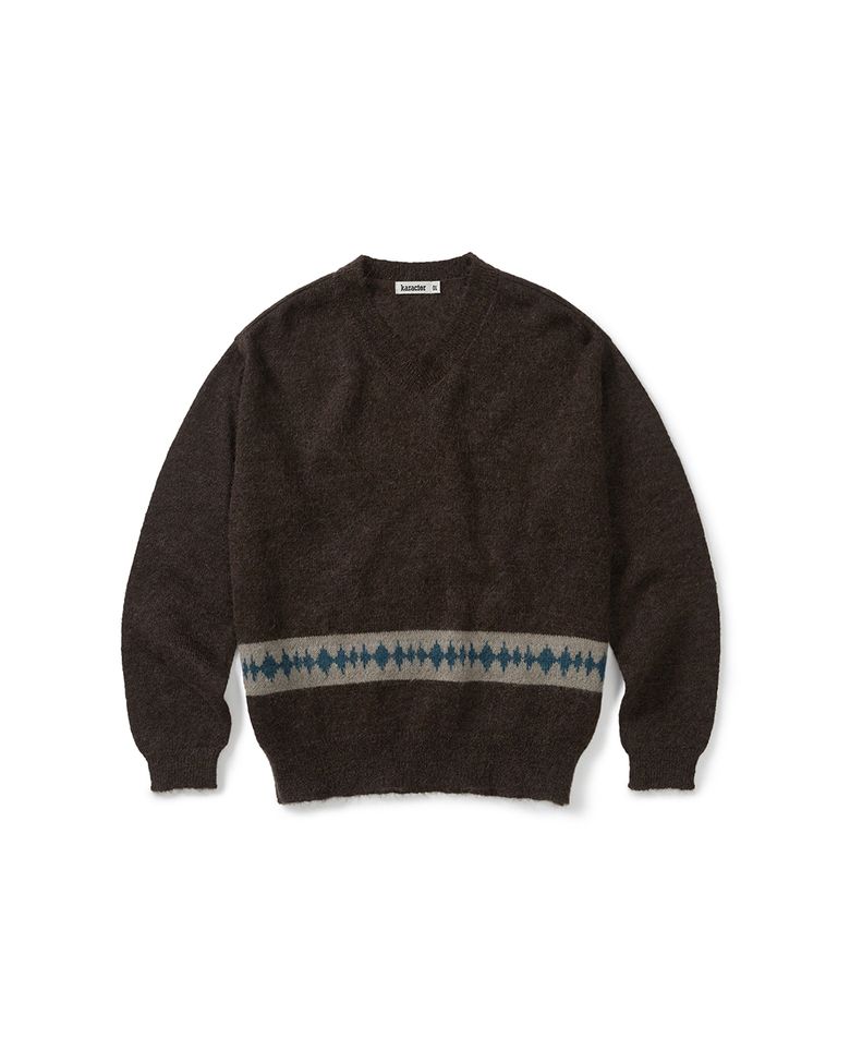 Kidmohair v-neck knit / Brown