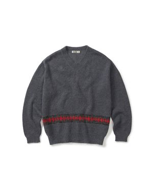 Kidmohair v-neck knit / Charcoal