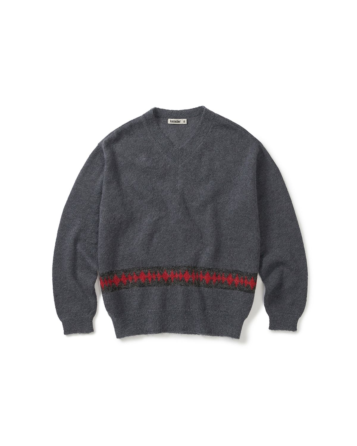 카락터(KARACTOR) Kidmohair v-neck knit / Charcoal