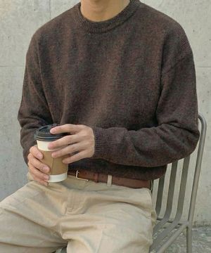 캐시미어 라이크 라운드 니트_브라운