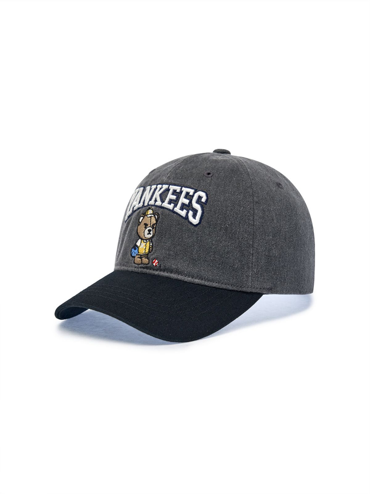 엠엘비 키즈(MLB KIDS) 메가베어 워싱 배색 볼캡 NY (D.Grey)