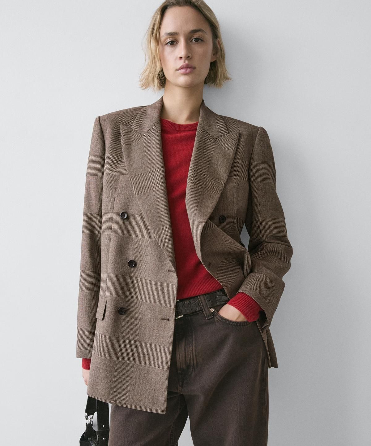 마시모두띠(MASSIMO DUTTI) 체크 울 수트 블레이저