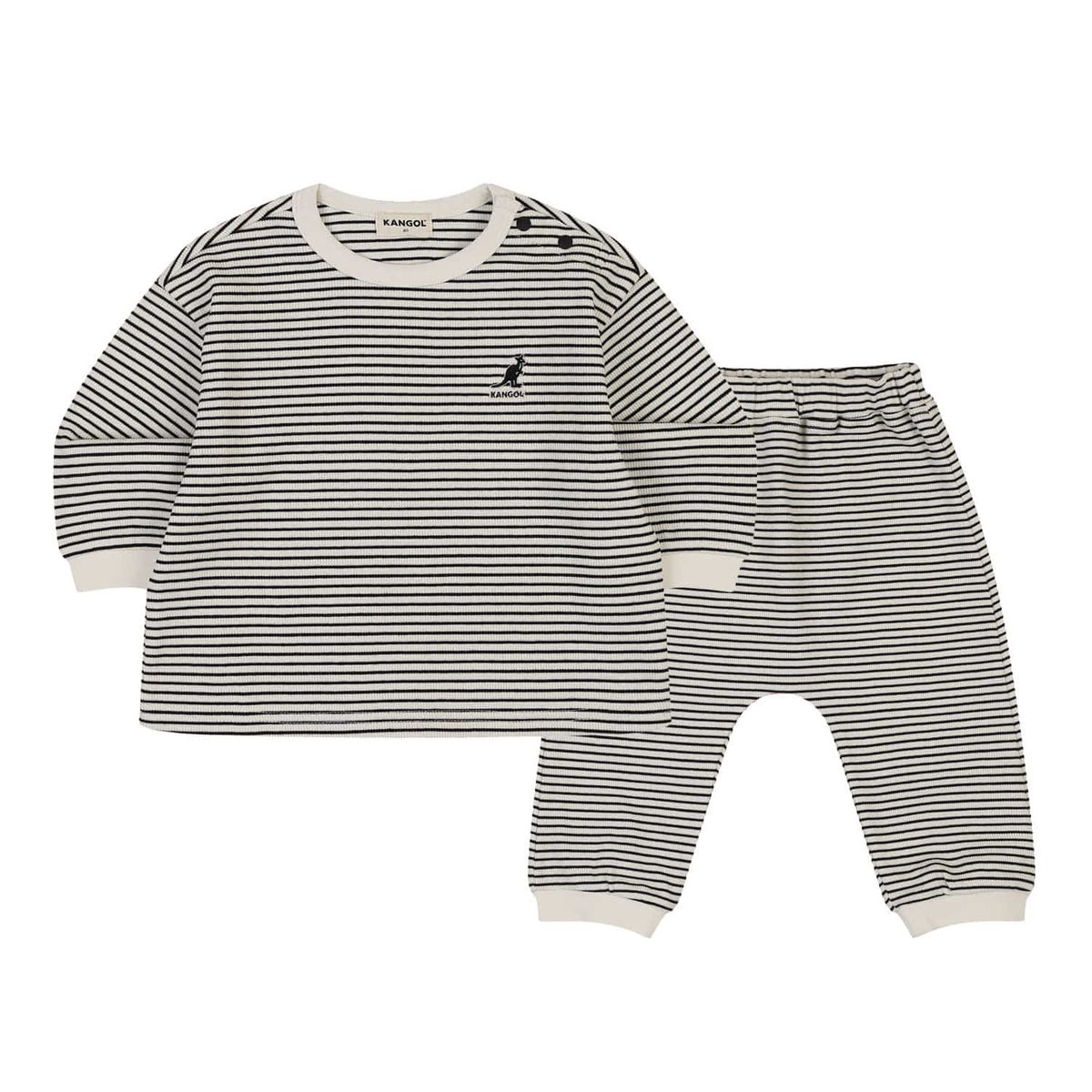 캉골키즈(KANGOL KIDS) [베이비] 리브드 스트라이프 세트웨어 SA 0A02 블랙