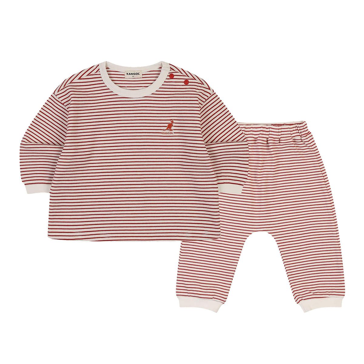 캉골키즈(KANGOL KIDS) [베이비] 리브드 스트라이프 세트웨어 SA 0A02 레드