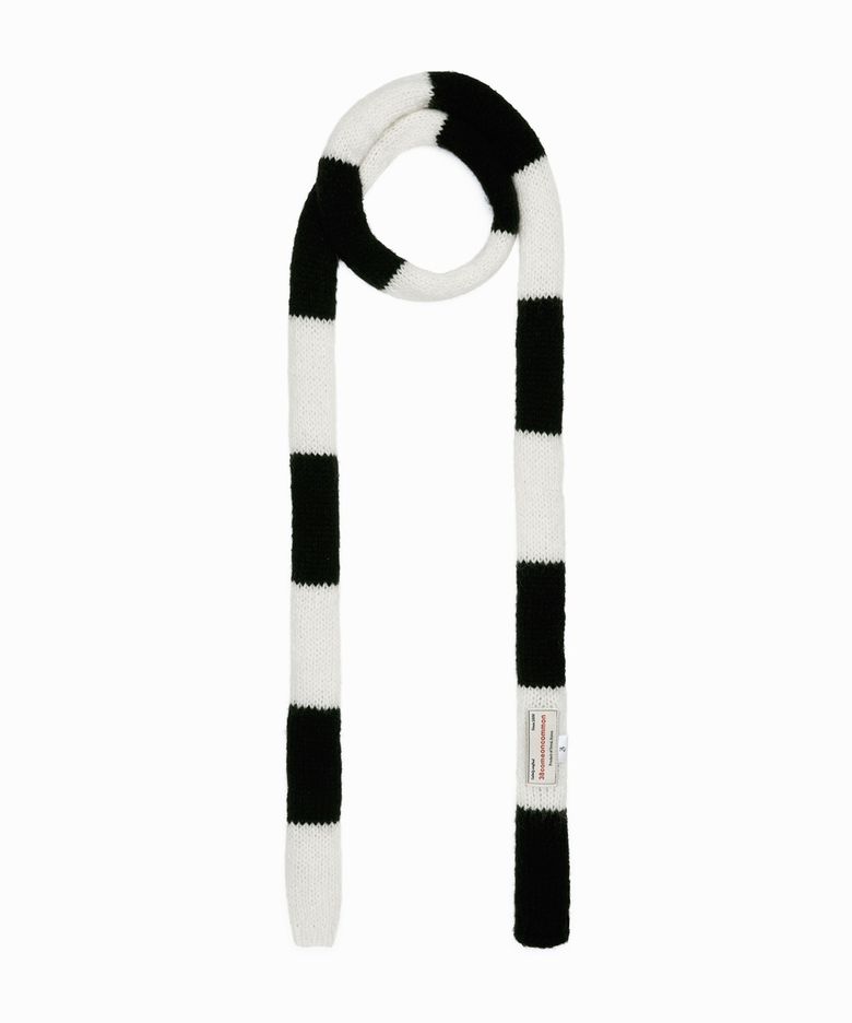 Mohair Blend Slim Muffler (Black)