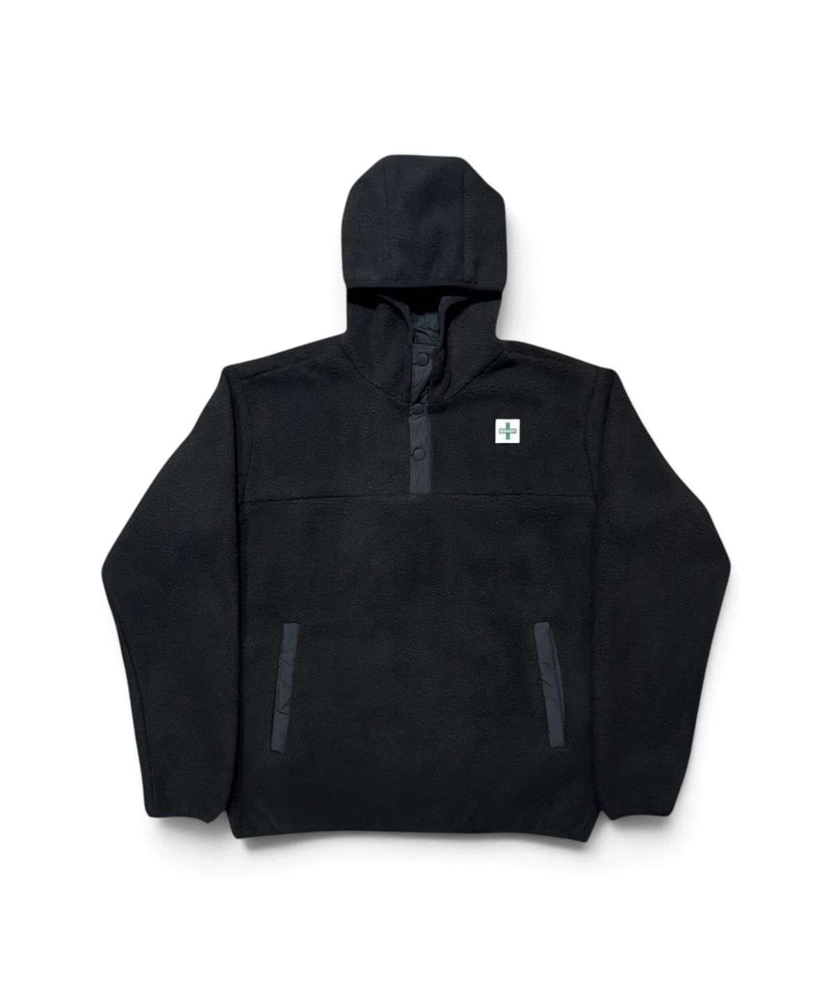 본슬리피(BORN SLIPPY) Calm Texture Hooded Fleece Anorak (Black)