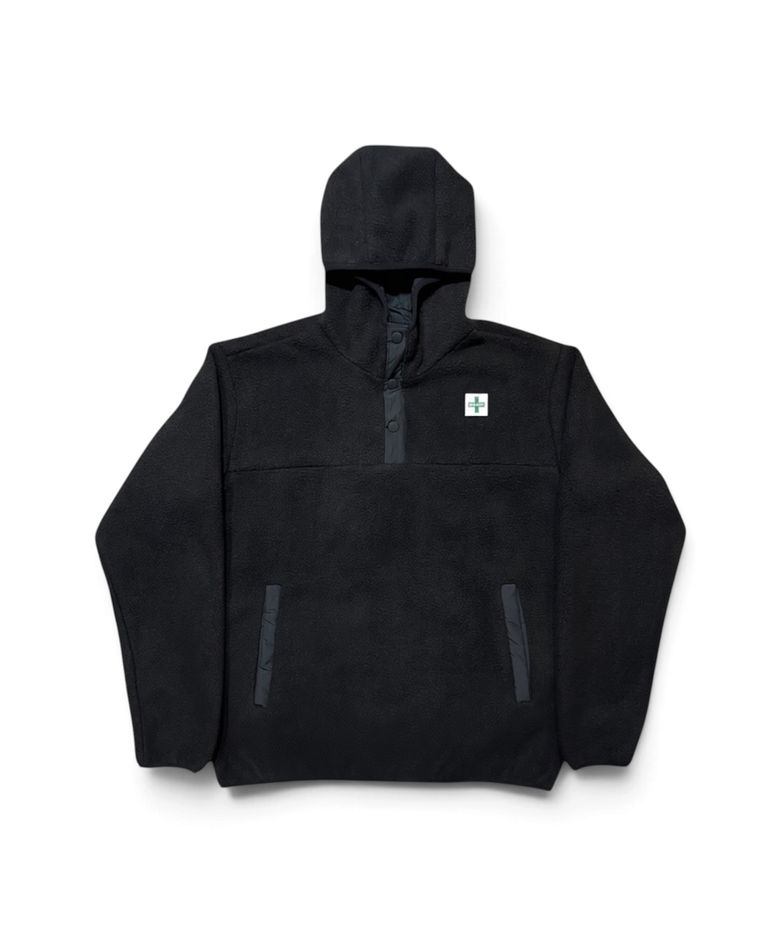 Calm Texture Hooded Fleece Anorak (Black)