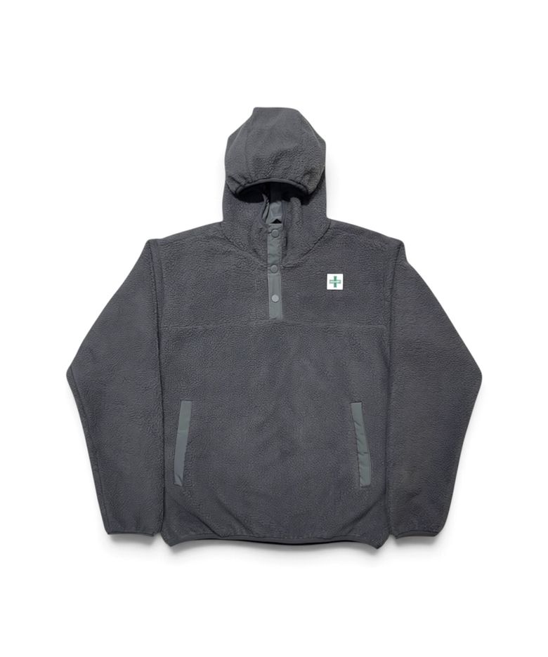 Calm Texture Hooded Fleece Anorak (Charcoal)